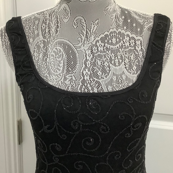 Vintage Cache Sleeveless Black fully Beaded Long Evening Gown, Size M - Picture 2 of 15